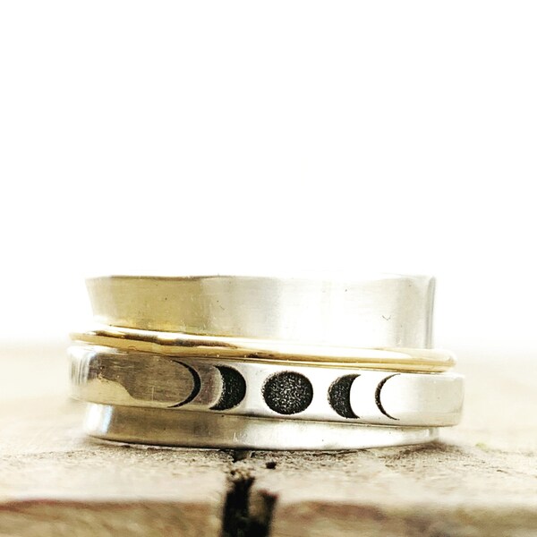 Personalized Spinner Ring · Moon Ring · Moon Phase Jewelry · Ring · Custom Handwriting Ring · Mixed · Ring · Graduation Gift