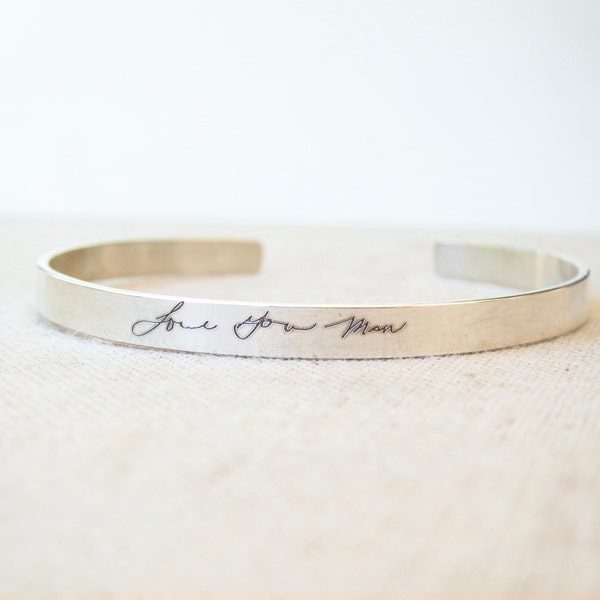 Custom Handwriting Bracelet -Personalized Cuff - Thin Silver Cuff Bracelet Handwriting Jewelry - Personalized Jewelry - Handwriting Bracelet