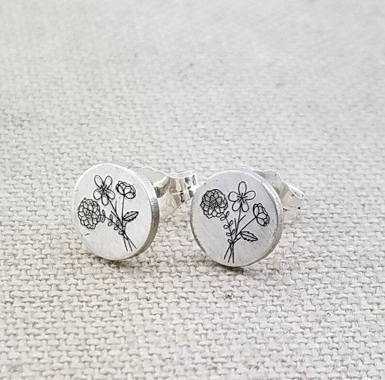 Stud Earrings Garden Flower Jewelry Mermaid Jewelry Heart Etsy