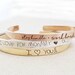 Personalized Mother's Day Gift Cuff Bracelet - Thin Gold Personalized Bracelet Handwriting Jewelry - Personalized Jewelry - Handwriting 