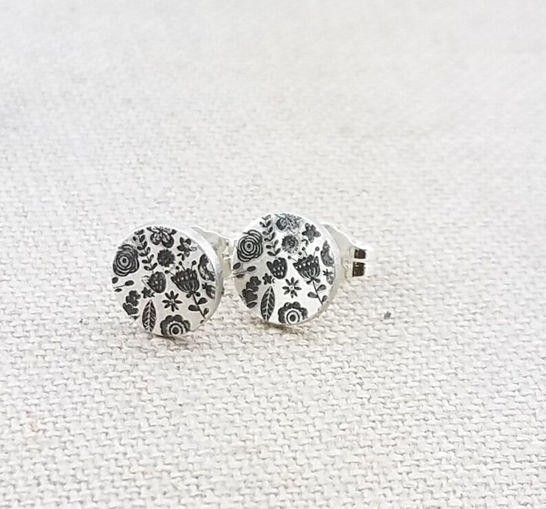 Stud Earrings Garden Flower Jewelry Mermaid Jewelry Heart Etsy