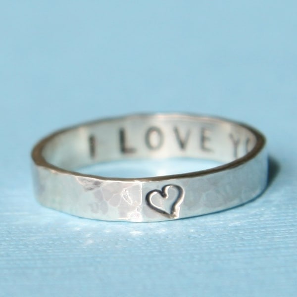 Wife Personalized Ring -  Valentine Gift -  Thin Secret Message Ring - Silver Posey Ring