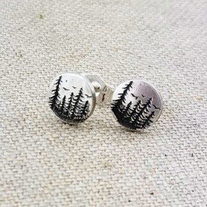 Stud Earrings - Jewelry - Stocking Stuffer - Forest - Mermaid Jewelry- Heart Studs - Nature - Silver Studs - Simple Silver Earrings