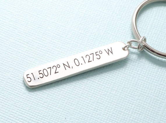 Custom Coordinates Keychain Key Chain Latitude Longitude Husband