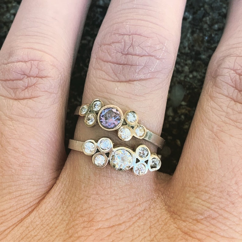 Engagement Ring \u00b7 Valentine/'s Day Gift \u00b7 Alexandrite Ring \u00b7 Diamond Ring \u00b7 Unique Engagement Ring \u00b7 Birthstone Ring \u00b7 Mutli stone Ring