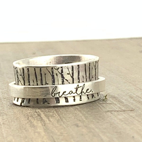 Personalized Spinner Ring · Inspiration Ring · Breathe Jewelry · Ring · Custom Handwriting Ring · Mixed · Ring · Graduation Gift