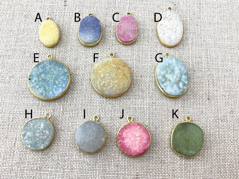 Raw Stone Necklace Druzy Crystal Necklace Gift Gold Etsy