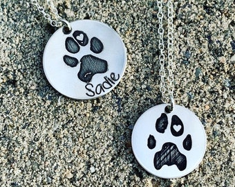 Personalized Pet Gift - Paw Print Necklace - Pet Memorial Jewelry - Personalized Gift - Personalized Jewelry - Custom Print Jewelry