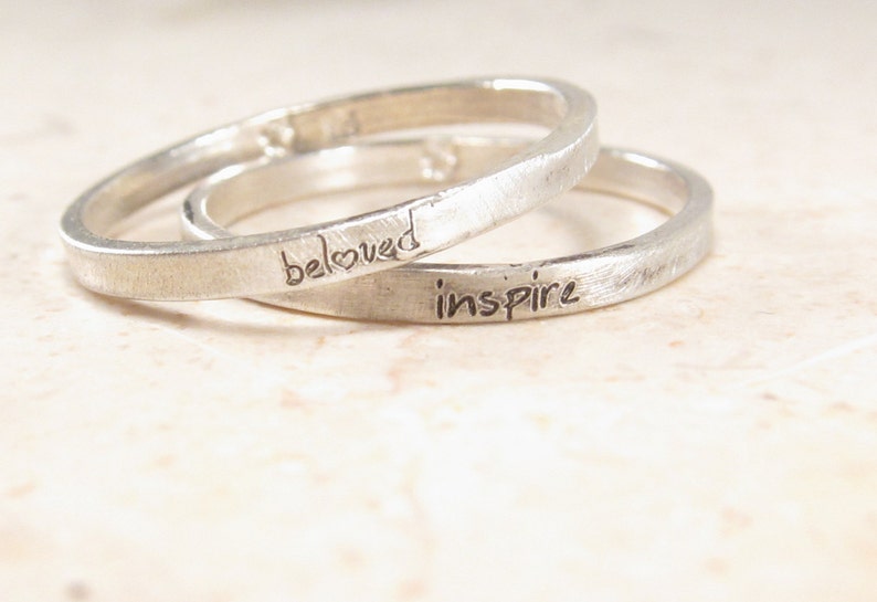 Personalized Stacking Ring -  Ultra Thin Engraved Ring - Silver Posey Ring - Birthday Gift 