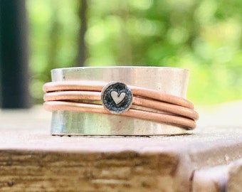 Personalized Jewelry Heart Spinner Ring · Inspiration Ring · Jewelry · Heart Ring · Custom Handwriting Ring · Spinner Ring Valentines