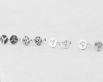 Stud Earrings - Heart Studs - Mermaid Jewelry - Silver Studs - Simpler Silver Earrings