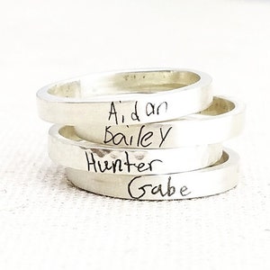 Mothers Day Gift Personalized Ring - Jewelry - ACTUAL Handwriting Ring - Engraved Silver Wedding Band - Memorial Jewelry - Personalized Ring