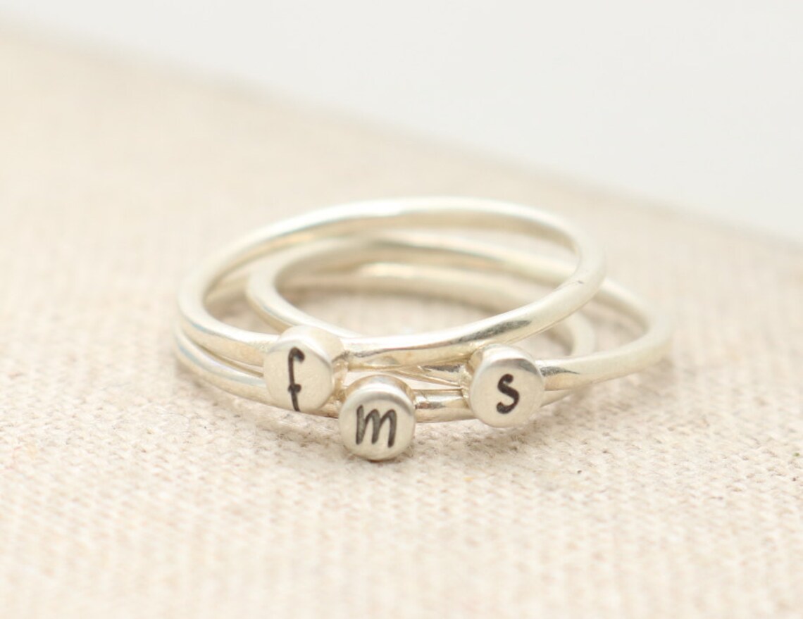 Initial Ring Gift for Mom Stacking Rings Personalized Etsy