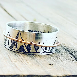 Personalized Spinner Ring · Inspiration Ring · Mountains Jewelry · Ring · Custom Handwriting Ring · Mixed · Ring · Graduation Gift