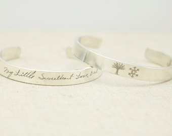 Personalized Silver Cuff Bracelet Handwriting Jewelry - Personalized Jewelry - Memorial Jewelry - Handwriting Bracelet - Personalized Gift