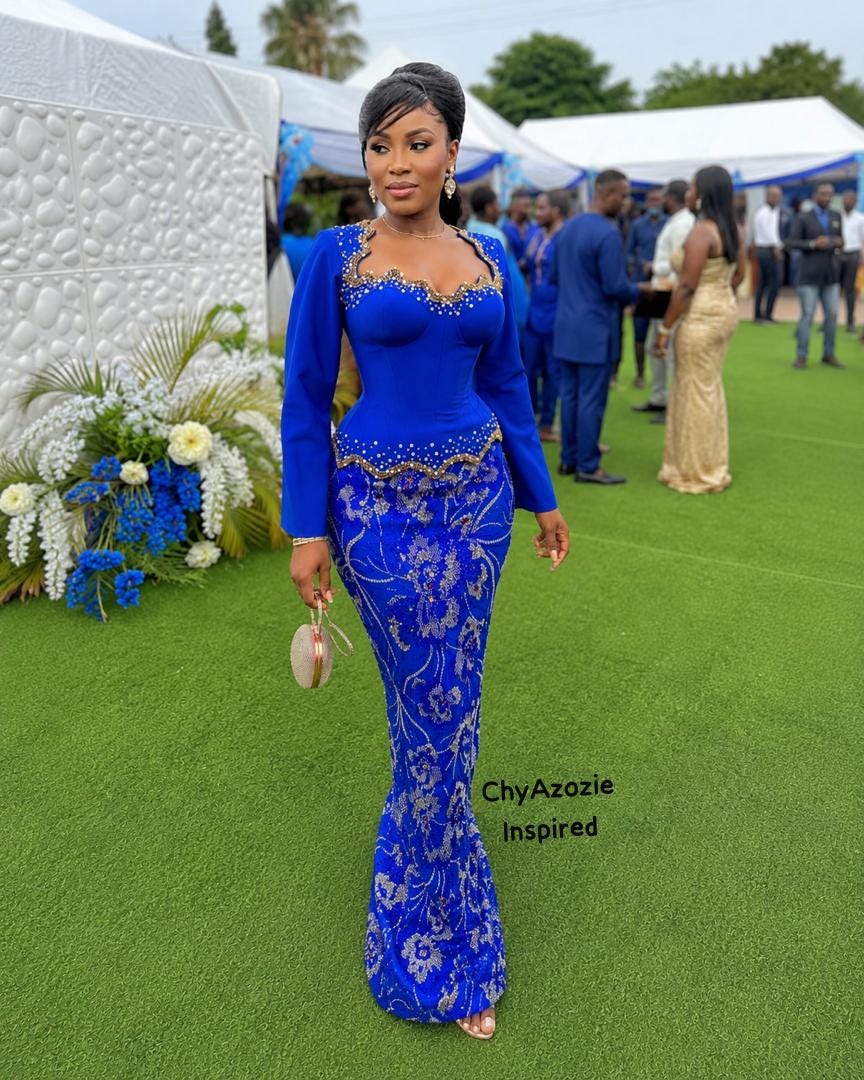 Nigerian Royal Blue Wedding Gown - Etsy