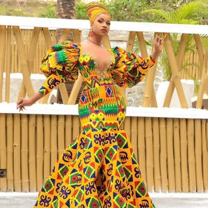 kente wedding dress designs Ghanaian Kente Wedding Dress by Veekee James