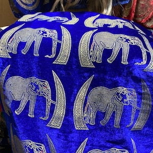 Royal Blue Velvet Fabric Gold Elephant Embroidery African Isiagu royal-blue-velvet-fabric-gold-elephant-embroidery-african-isiagu