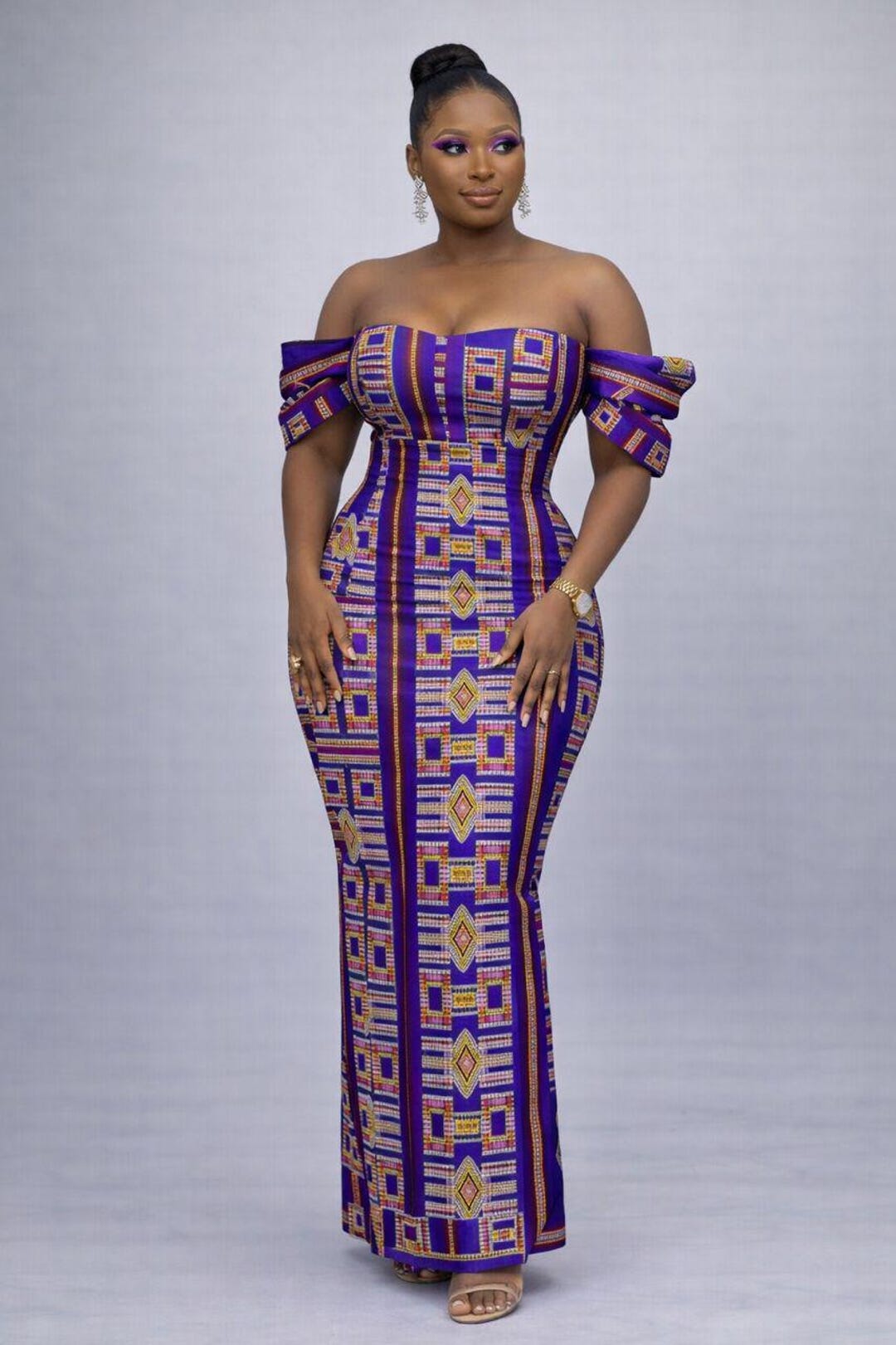 Purple African Akwete Gown, Off-shoulder African Print Couture Corset Dress - Etsy Australia Purple African Akwete Gown, Off-shoulder African Print Couture Corset Dress - Etsy Australia
