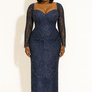 Navy Blue and Gold Maxi Dress - Etsy