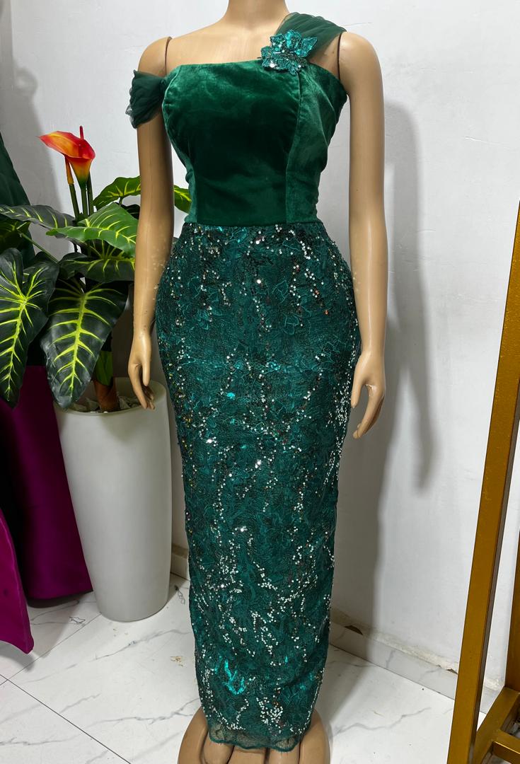 Emerald Green Asoebi Dress: African Wedding Bridesmaid Gowns Emerald Green Asoebi Dress: African Wedding Bridesmaid Gowns