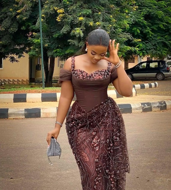 Elegant Brown African Lace Dress | Fitted Asoebi Gown for Weddings, Engagements, Parties & Special Occasions - Etsy Australia Elegant Brown African Lace Dress | Fitted Asoebi Gown for Weddings, Engagements, Parties & Special Occasions - Etsy Australia