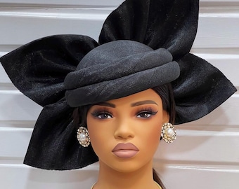 élégant chapeau turban noir - turban africain prêt-à-porter pour les mariages et les occasions spéciales | Turban auto nigérian pour femme