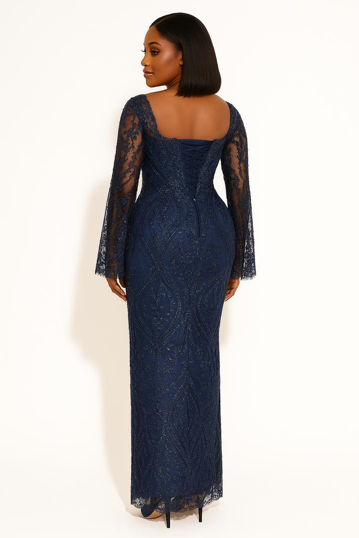 green emerald velvet dress Zapaka Women Beaded Navy Blue Formal Dress A Line Sweetheart Satin Sparkly Long Party Dress with Slit, Navy / US24W
