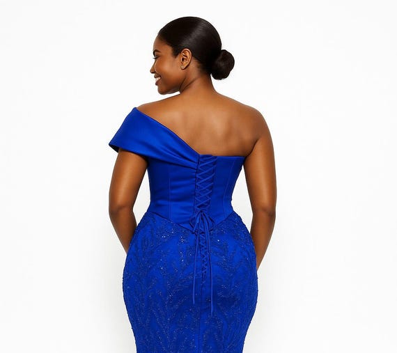 Royal Blue Lace Evening Dress: Formal Gown, Prom or Wedding