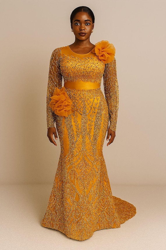 slim fit dress slacks Mustard Velvet Gold Dress – RetroEsque main image 1