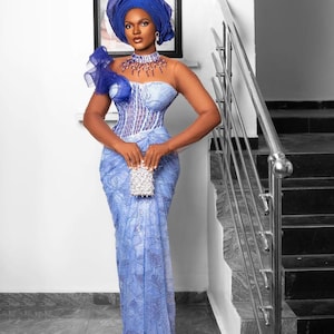 Atemberaubendes blaues Spitzenkleid für Frauen, elegantes Cocktailkleid für formelle Veranstaltungen und Partys, Brautjungfer kleid, Hochzeitsgastkleidung,