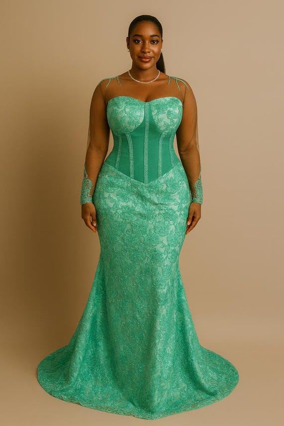 green emerald velvet dress Fashion Mint Green Long Evening Dress Sexy Slit - main image 0