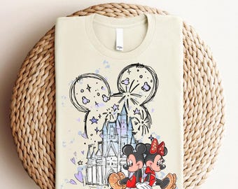 Transferencia DTF de Mickey y Minnie, Disneyland listo para imprimir, Disney Castle DTF, transferencia WDW Disneyland, transferencia de calor Magic Kingdom