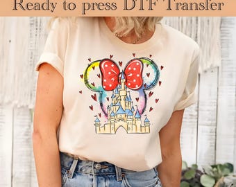 Transferencia DTF del Castillo de Minnie Mouse, Disney listo para imprimir, Transferencia de calor del Castillo de Disney, Viaje de chicas de Disney, Transferencia de calor de Magic Kingdom