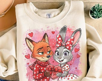 ディズニー ズートピア バレンタインデー プレス準備完了、ニック・ワイルドとジュディ・ホップスのカップルDTFトランスファー、ディズニー ズートピア カップルDTF、ディズニー旅行トランスファー