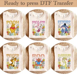 Winnie The Pooh DTF Transfer,Disney Ready To Press, Pooh Bear Transfer, Heat Transfer, Disneyland Birthday Family Trip DTF,Walt Disney World