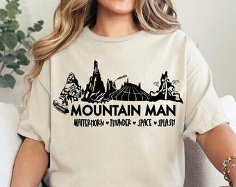 Mountain Man Disney prêt-à-presser, attractions Ride DTF, transfert DTF Disney pour garçons, chemise de voyage Disney, chemise de vacances, chemise Disneyworld pour homme
