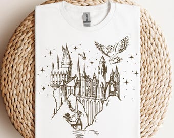 Trollkarlsskolan färdig att tryckas, Universal Studios familjetröja, Fantasy Magic World DTF-överföring, Witchery Castle DTF, Magic School värmeöverföring