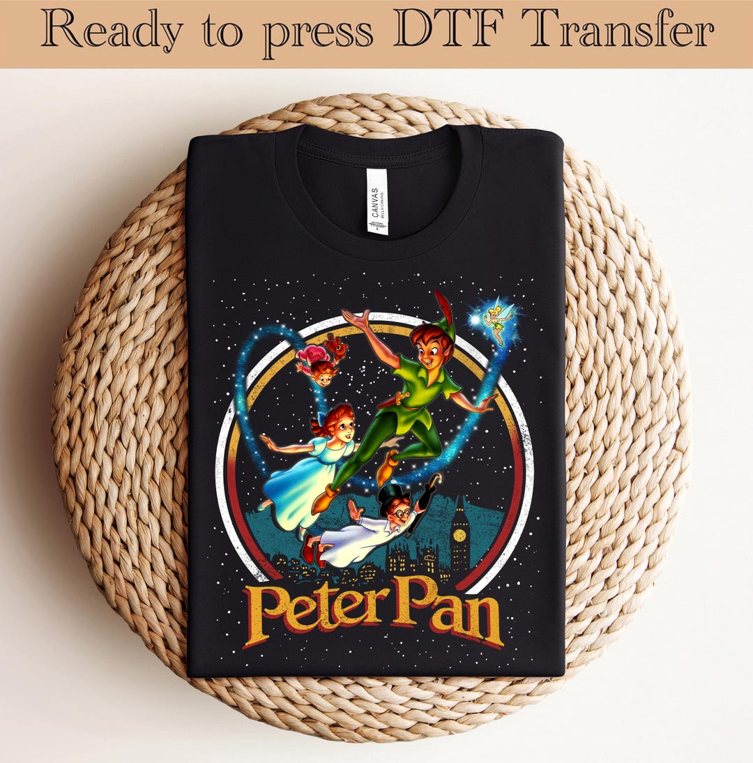 Peter Pan DTF Transfer, Disney Peter Pan Ready to Press, Tinker Bell ...