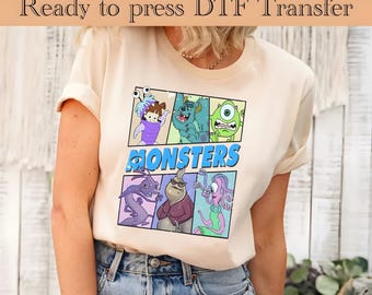 Disney Monster DTF Transfer, Disney Monsters University DTF, Monster Inc Movie DTF Transfers, Monster James Shirt, Monster Squad Shirt