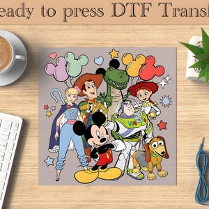 Toy Story And Mickey Ready To Press, Disney DTF Transfer, Mickey Mouse Heat Transfer, Woody dtf,buzz lightyear DTF, Disneyland Family Trip