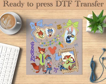 Disney Zootopia Ready To Press,Nick Wilde And Judy Hopps DTF Transfer,Disney Zootopia Couples DTF,Disney Family Trip Transfer,Zootropolis