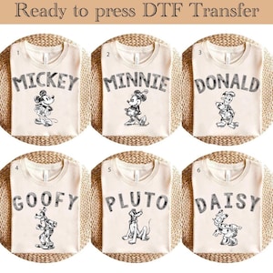 Disney Characters Pencil Drawing DTF ,Mickey and Friends Ready To Press, Disneyland DTF Transfer,Disneyland Family Trip DTF,Mickey Mouse dtf