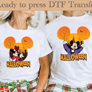 Disney Mickey And Minnie Halloween DTF, Mickey Halloween Ready To Press, Mickey Mouse DTF Transfer, Disney Shirt, Mickey Mouse Halloween dtf