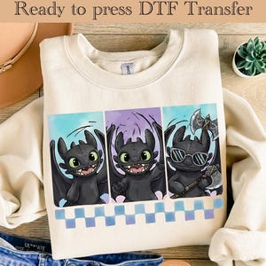 Tandlös, redo att tryckas, episkt universum tandlös DTF-överföring, hur du tränar din drake DTF, Disney Night Fury-tröja, familjesemestertröja