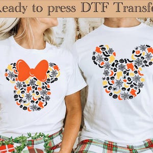 Disney Mickey And Minnie Halloween DTF, Mickey Halloween Ready To Press, Mickey Mouse DTF Transfer, Disney Shirt, Mickey Mouse Halloween dtf