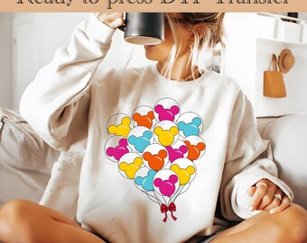 Mickey Mouse Balloons DTF, Mickey Mouse Heat Transfer, Disneyworld DTF Transfer, Disneyland Ready to Press,Mickey DTF Transfers,Disney Gifts