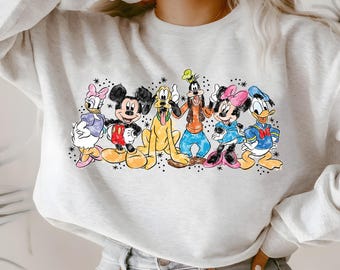 Disney-figuren aquarel DTF-overdracht, Mickey en vrienden klaar om te drukken, Disneyland DTF-overdracht, Disneyland Family Trip DTF