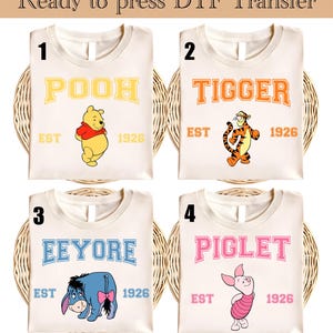 Winnie The Pooh Est DTF Transfer,Disney Ready To Press,Pooh Bear Heat Transfer,Disneyland Birthday Family Trip DTF,Walt Disney World
