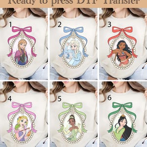 Princesses Coquette DTF Transfer, Disney Princesses Ready To Press, Princess Watercolor Heat Transfer, Disneyland Family Trip Birthday DTF
